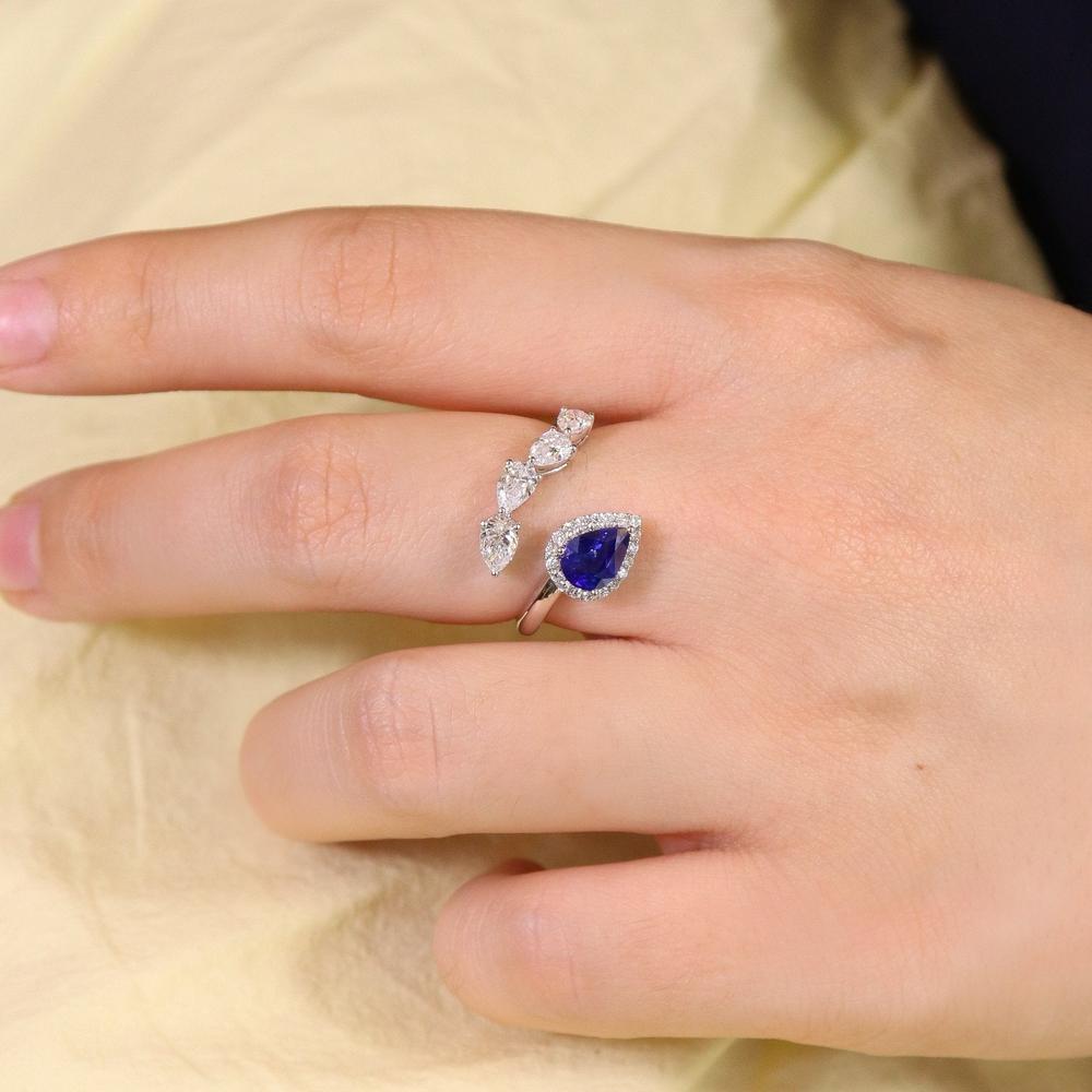 Ruchi New York - Amaryllis Blue Sapphire Wrap Ring in 18K White Gold