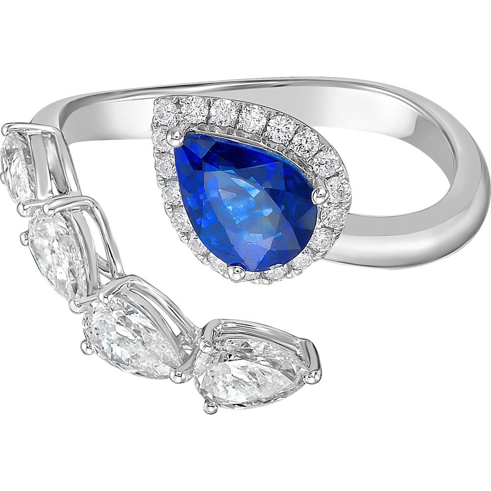 Ruchi New York - Amaryllis Blue Sapphire Wrap Ring in 18K White Gold