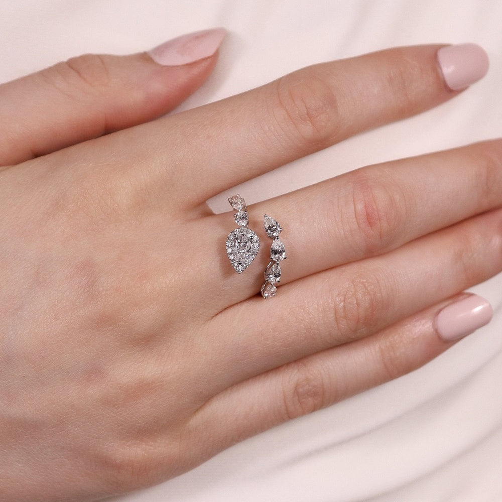 Ruchi New York - Amaryllis Diamond Bypass Wrap Ring in 18K White Gold - Ruchi New York