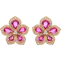 Ruchi New York - Amore Pink Sapphire Flower Earrings in 18K Rose Gold