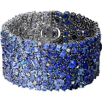 Ruchi New York - Andromeda Blue Sapphire Statement Bracelet in 18K White Gold