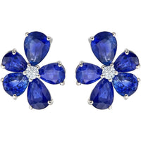 Ruchi New York - Anemone Blue Sapphire Stud Earrings in 18K White Gold