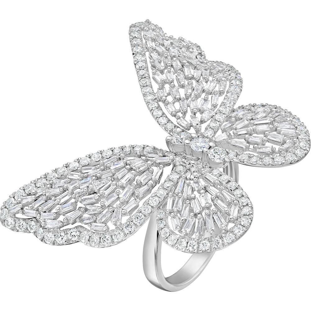 Ruchi New York - Angelo Butterfly Motif Diamond Ring in 18K White Gold