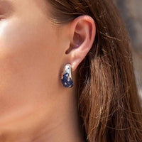Ruchi New York - Anse Blue Sapphire Huggie Hoop Earrings in 18K White Gold