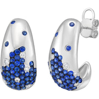 Ruchi New York - Anse Blue Sapphire Huggie Hoop Earrings in 18K White Gold