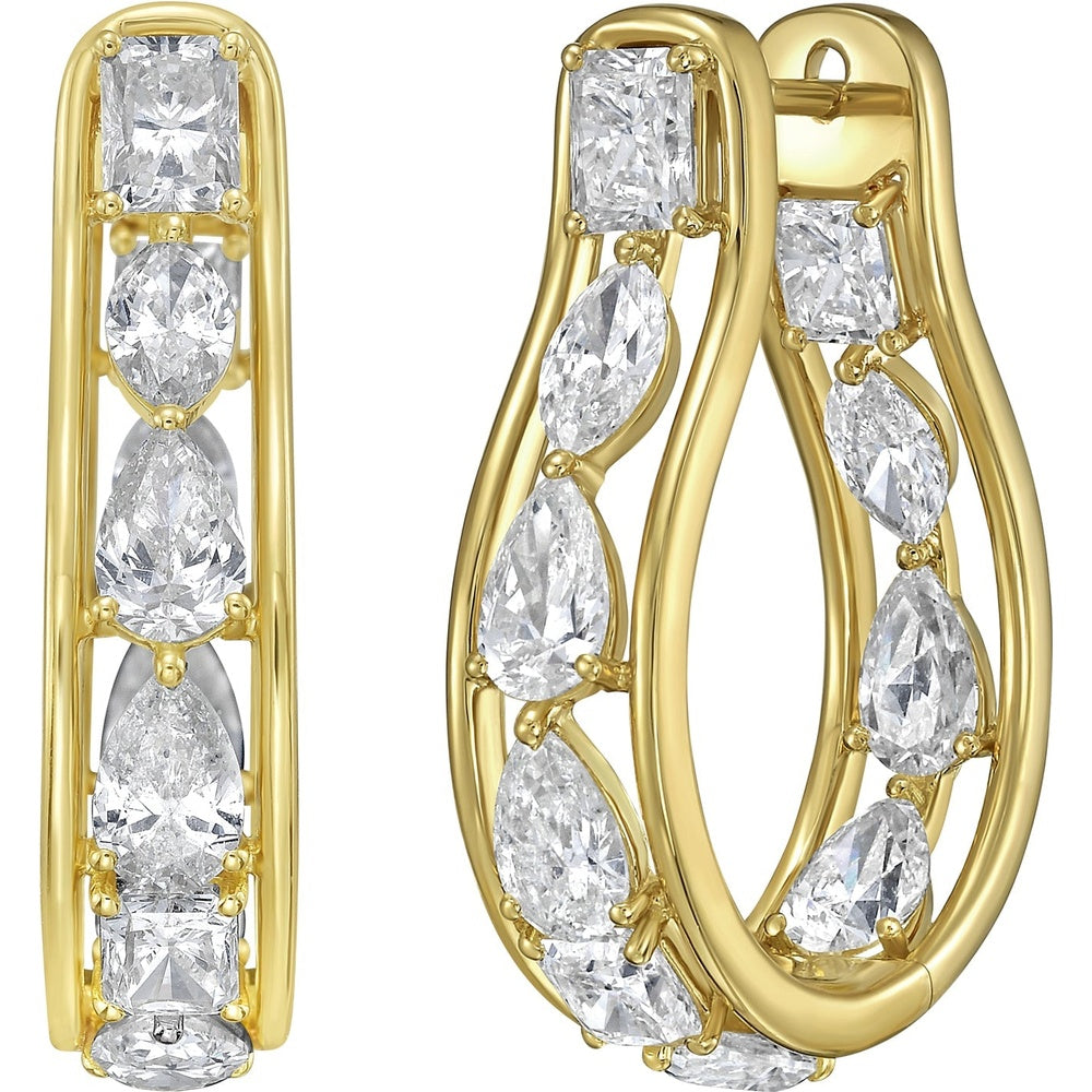 Ruchi New York - Arc 5.17 Carat Diamond Wavy Hoop Earrings in 18K Yellow Gold - Ruchi New York