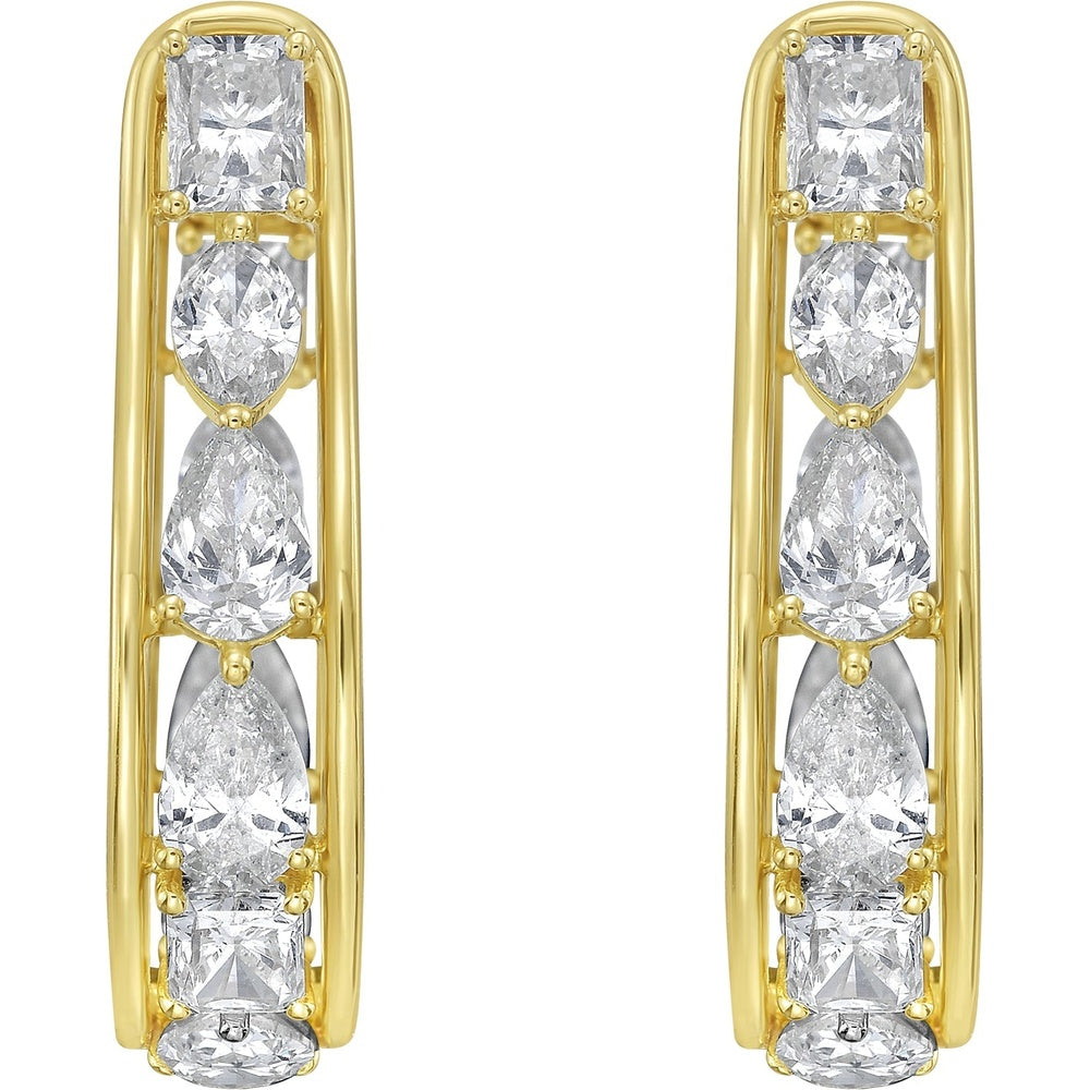 Ruchi New York - Arc 5.17 Carat Diamond Wavy Hoop Earrings in 18K Yellow Gold - Ruchi New York