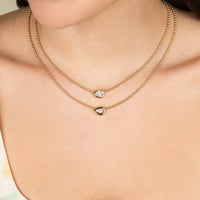 Ruchi New York - Arc Pear-Cut Diamond Open Bezel Pendant Necklace in 18K Yellow Gold - Ruchi New York