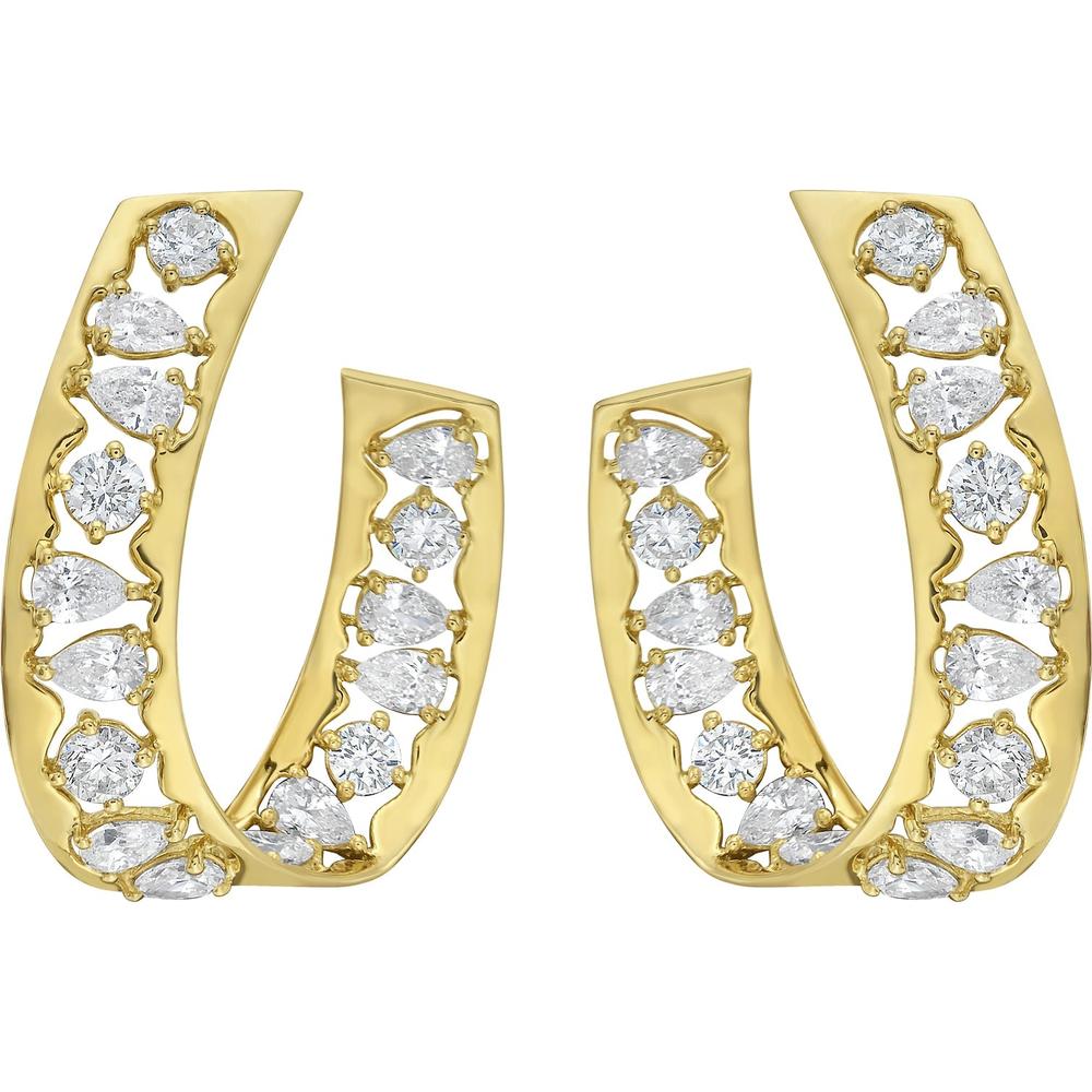 Ruchi New York - Arco Diamond Earrings in 18K Yellow Gold