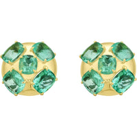 Ruchi New York - Arles Emerald Stud Earrings in 18K Yellow Gold