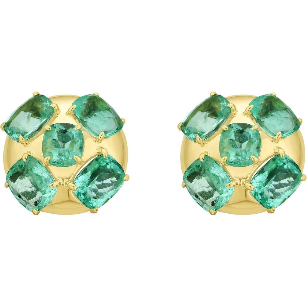 Ruchi New York - Arles Emerald Stud Earrings in 18K Yellow Gold