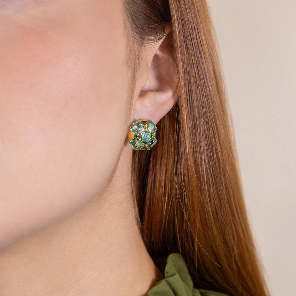 Ruchi New York - Arles Emerald Stud Earrings in 18K Yellow Gold