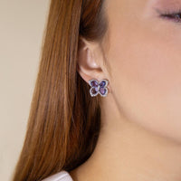 Ruchi New York - Artemis Blue Sapphire and Diamond Earrings in 18K White Gold