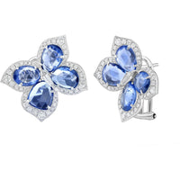 Ruchi New York - Artemis Blue Sapphire and Diamond Earrings in 18K White Gold