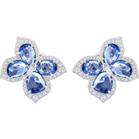 Ruchi New York - Artemis Blue Sapphire and Diamond Earrings in 18K White Gold