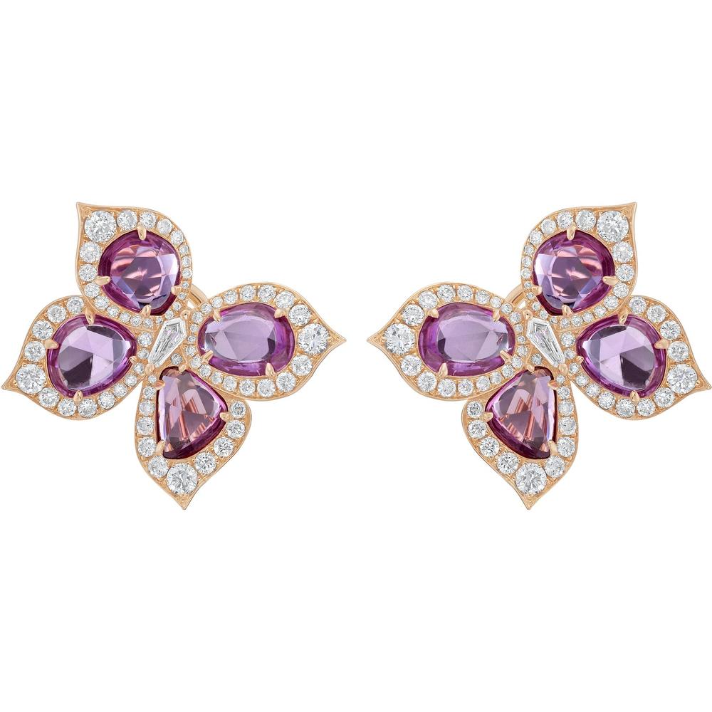 Ruchi New York - Artemis Pink Sapphire and Diamond Earrings in 18K Rose Gold