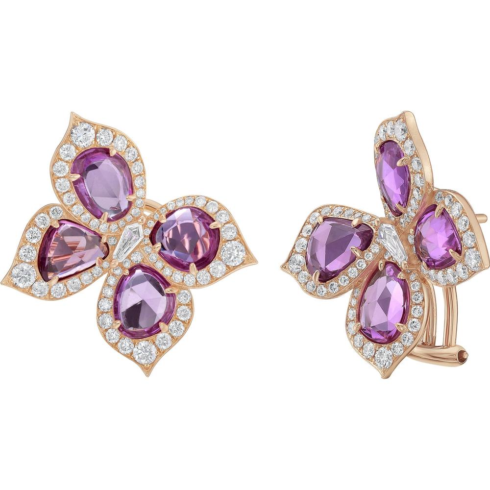 Ruchi New York - Artemis Pink Sapphire and Diamond Earrings in 18K Rose Gold