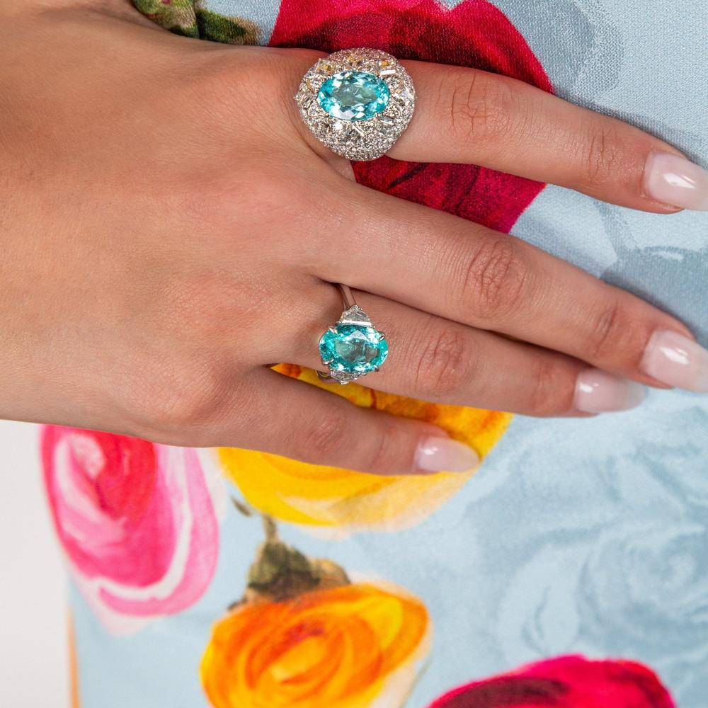 Ruchi New York - Astrud Paraiba and Diamond Cocktail Ring in 18K White Gold and Platinum