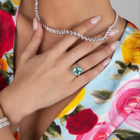 Ruchi New York - Astrud Paraiba and Diamond Cocktail Ring in 18K White Gold and Platinum