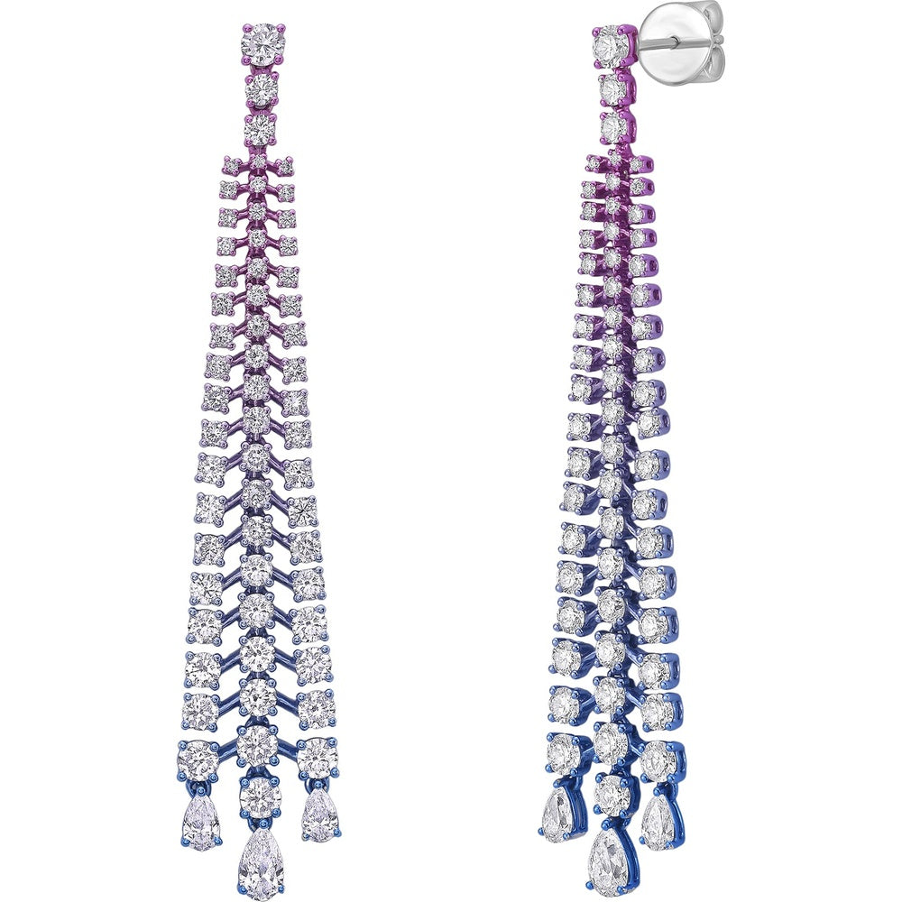 Ruchi New York - Aurora Nights 5.93 Carat Diamond Cascade Earrings in 18K Tinted Rhodium - Ruchi New York
