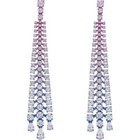 Ruchi New York - Aurora Nights 5.93 Carat Diamond Cascade Earrings in 18K Tinted Rhodium - Ruchi New York