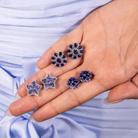 Ruchi New York - Azure Blue Sapphire Stud Earrings in 18K White Gold