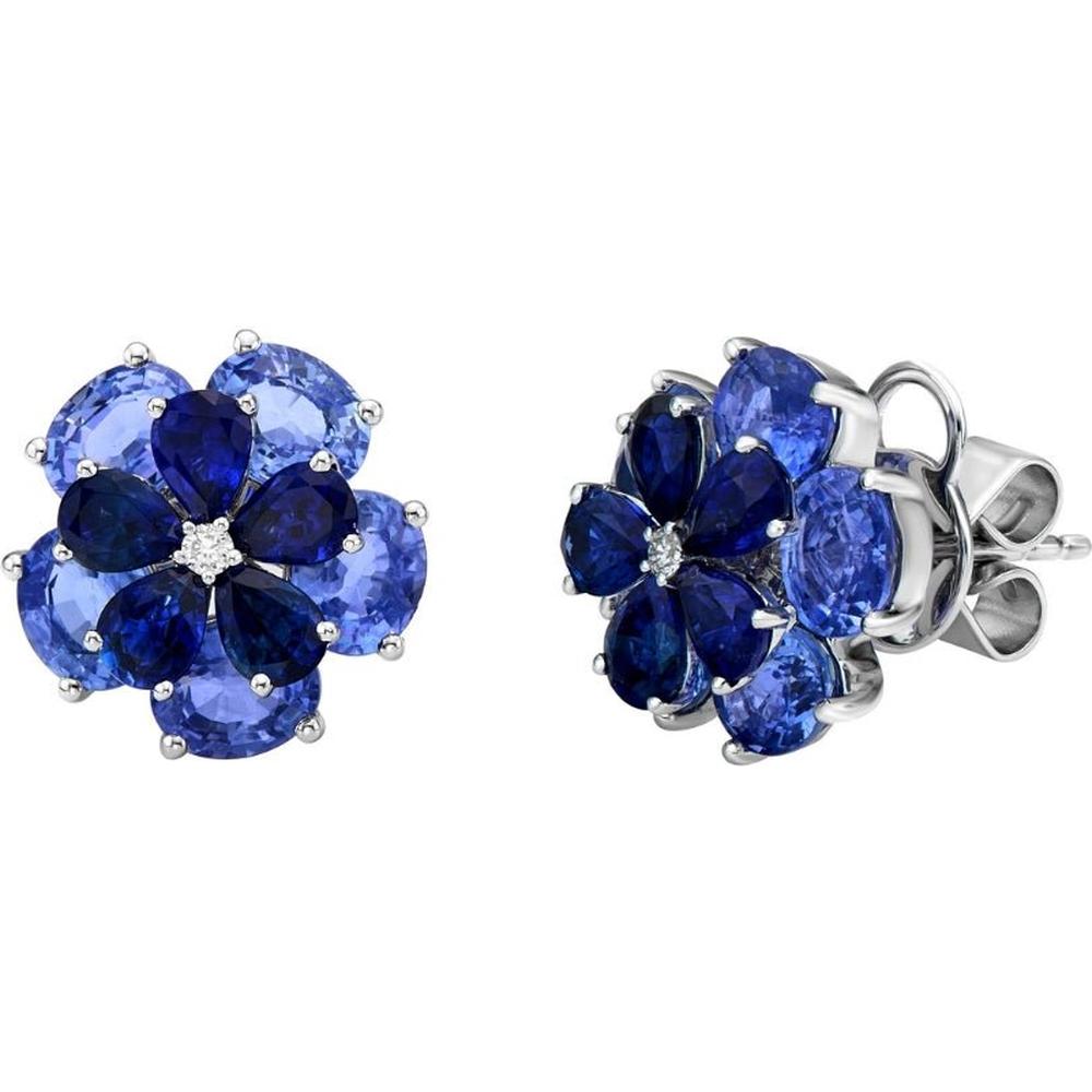 Ruchi New York - Azure Blue Sapphire Stud Earrings in 18K White Gold