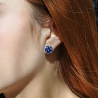 Ruchi New York - Azure Blue Sapphire Stud Earrings in 18K White Gold