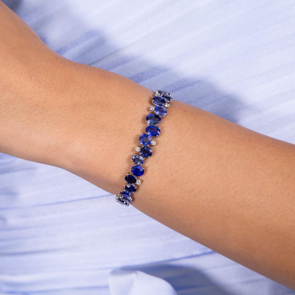 Ruchi New York - Azure Blue Sapphire Tennis Bracelet in 18K White Gold