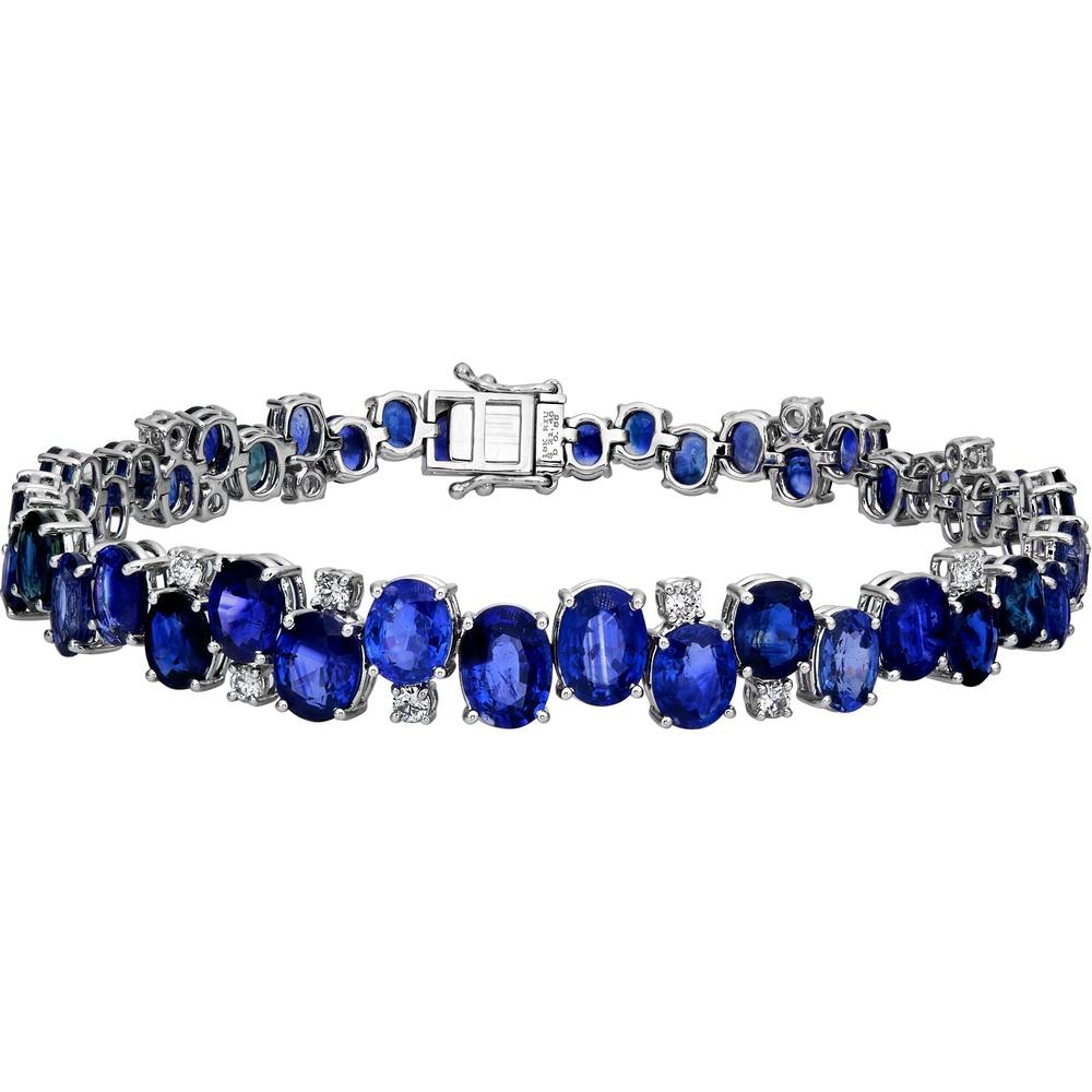 Ruchi New York - Azure Blue Sapphire Tennis Bracelet in 18K White Gold