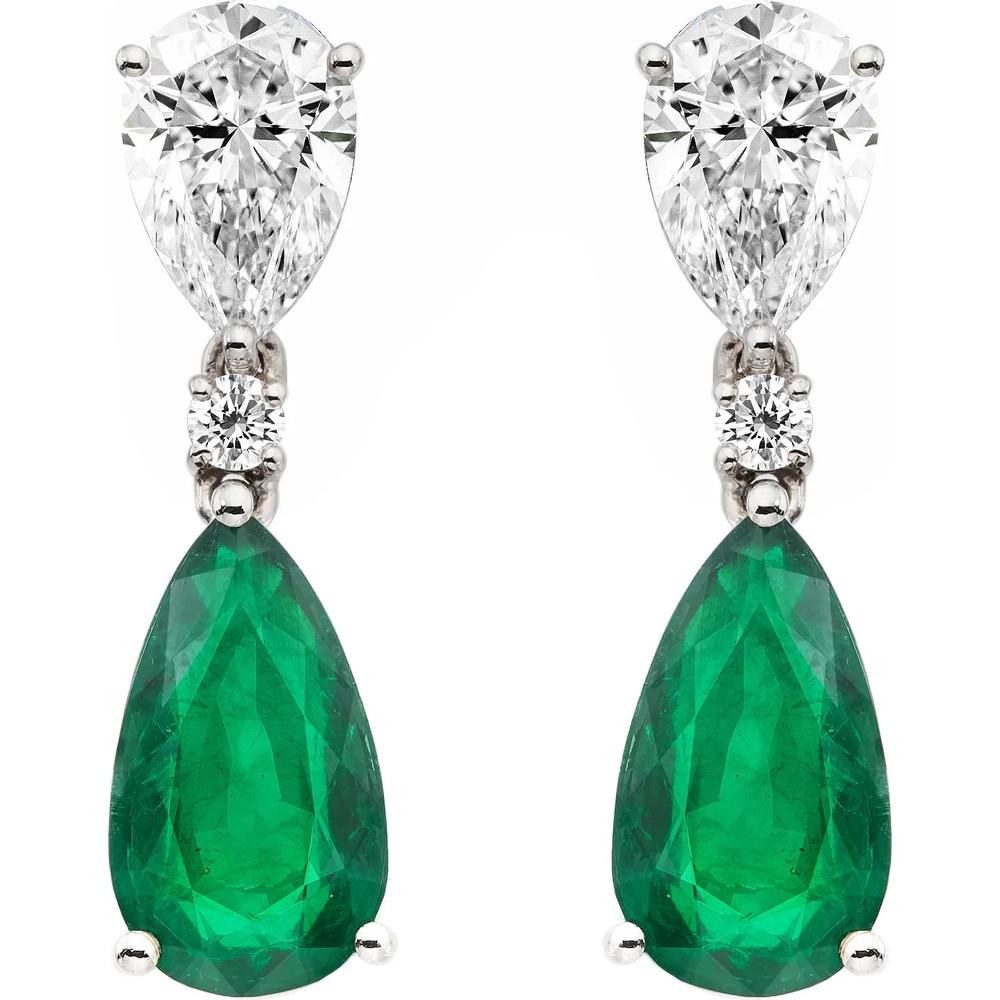 Ruchi New York - Belacanto Emerald Earrings in 18K White Gold