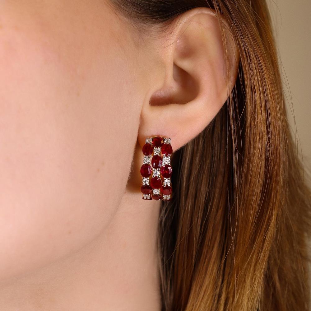 Ruchi New York - Belle Ruby Hoop Earrings in 18K White Gold