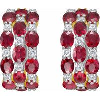Ruchi New York - Belle Ruby Hoop Earrings in 18K White Gold