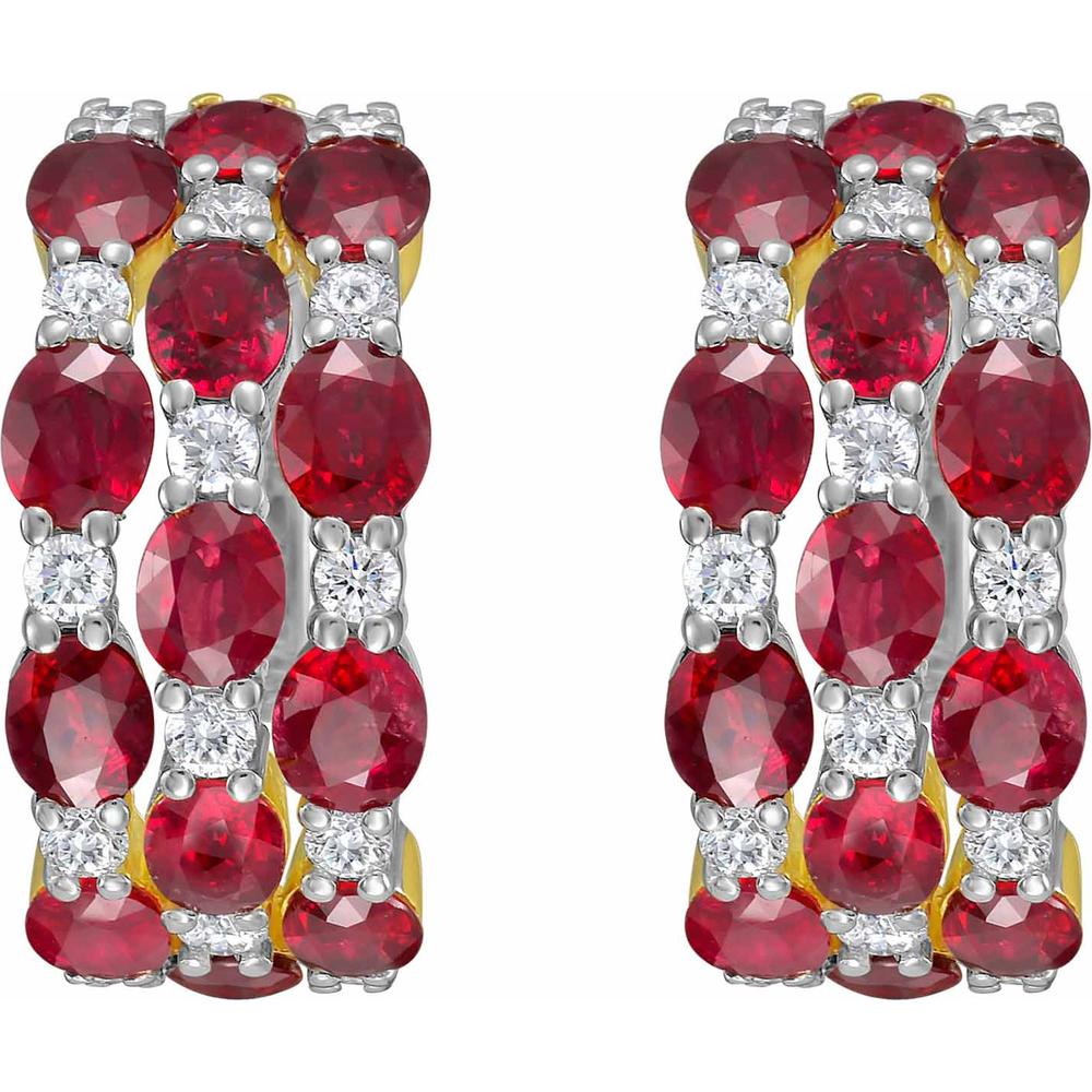 Ruchi New York - Belle Ruby Hoop Earrings in 18K White Gold