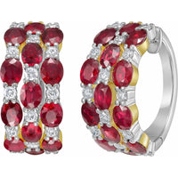 Ruchi New York - Belle Ruby Hoop Earrings in 18K White Gold
