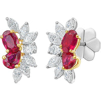 Ruchi New York - Belle Ruby Stud Earrings in 18K White Gold, Yellow Gold