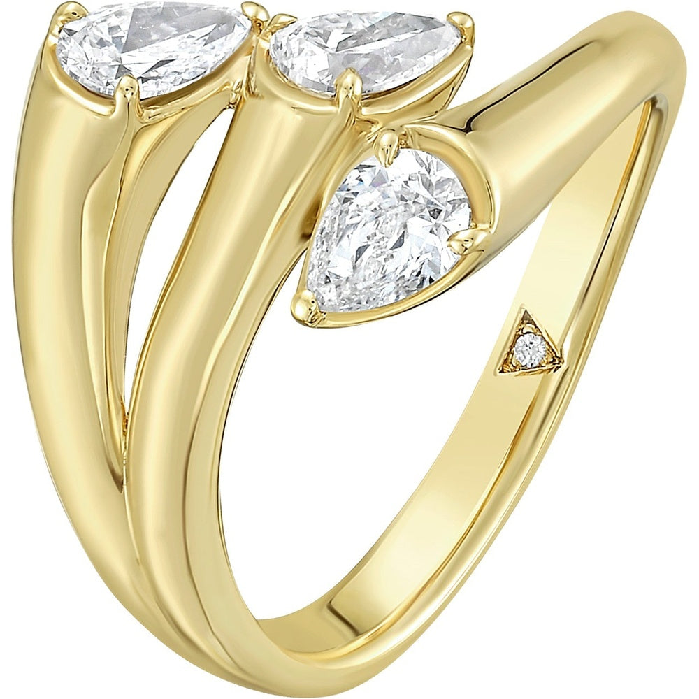 Ruchi New York - Bem 0.75 Carat Pear-Shaped Diamond Triple Wrap Ring in 18K Yellow Gold - Ruchi New York