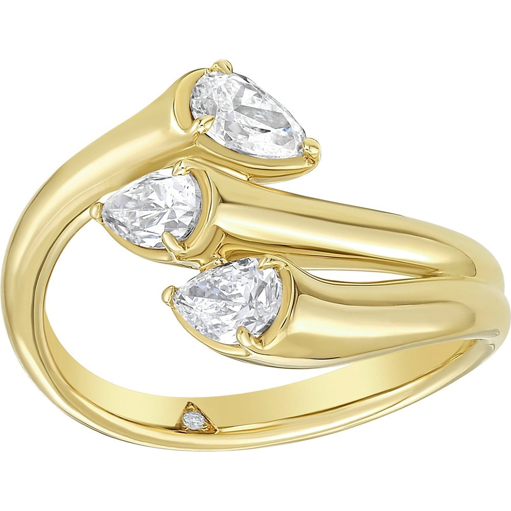 Ruchi New York - Bem 0.75 Carat Pear-Shaped Diamond Triple Wrap Ring in 18K Yellow Gold - Ruchi New York
