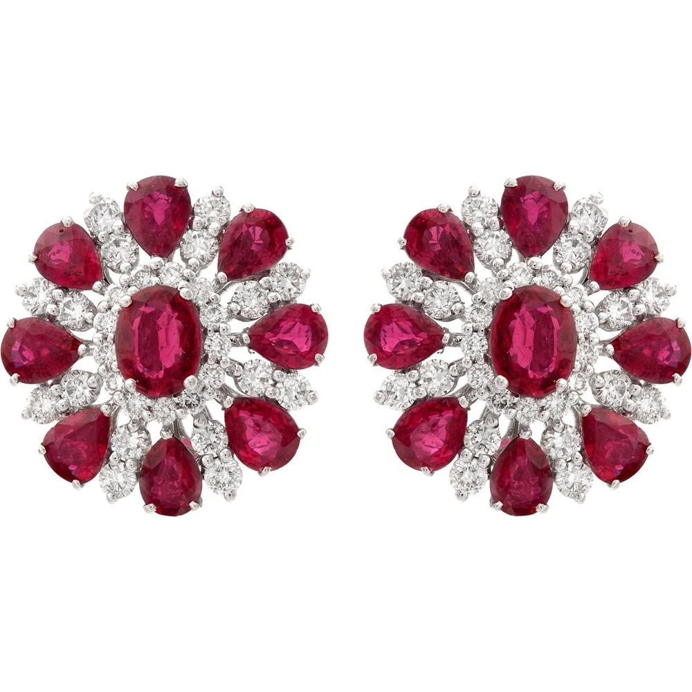 Ruchi New York - Berry Ruby Stud Earrings in 18K White Gold
