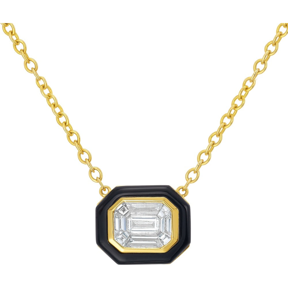 Ruchi New York - Black Velvet Diamond & Black Agate Pendant in 18K Yellow Gold - Ruchi New York