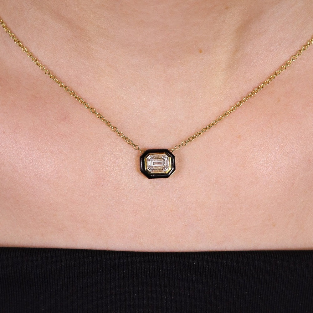 Ruchi New York - Black Velvet Diamond & Black Agate Pendant in 18K Yellow Gold - Ruchi New York