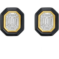 Ruchi New York - Black Velvet Grande Diamond & Black Agate Stud Earrings in 18K Yellow Gold - Ruchi New York