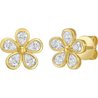 Ruchi New York - Bloom Diamond Floral Stud Earrings in 18K Yellow Gold - Ruchi New York