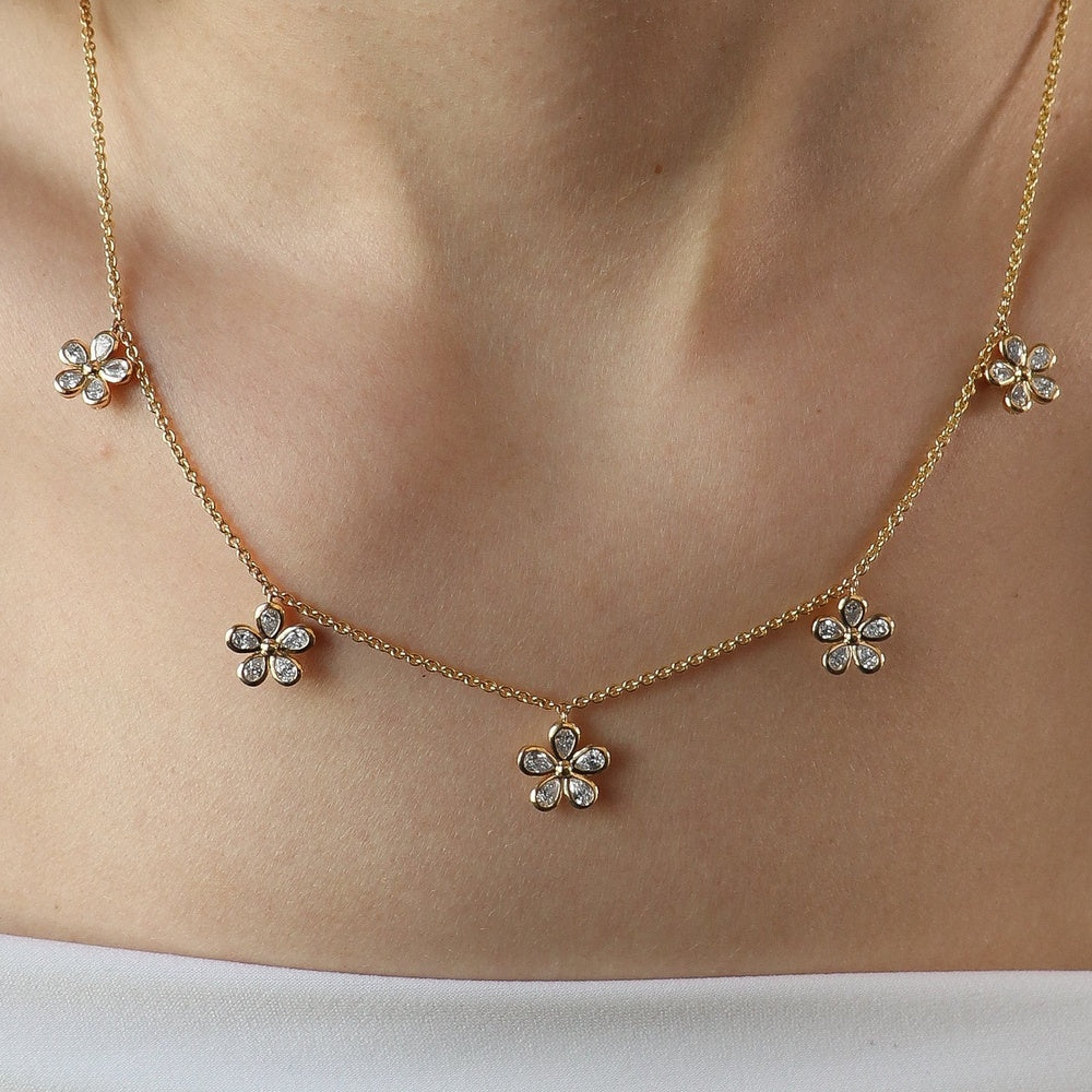 Ruchi New York - Bloom Diamond Flower Pendant Necklace in 18K Yellow Gold - Ruchi New York