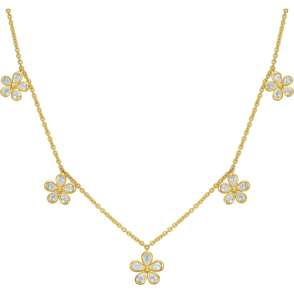 Ruchi New York - Bloom Diamond Flower Pendant Necklace in 18K Yellow Gold - Ruchi New York