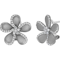 Ruchi New York - Blossom Floral Black Gold Diamond Studs in 18K White Gold