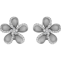 Ruchi New York - Blossom Floral Black Gold Diamond Studs in 18K White Gold