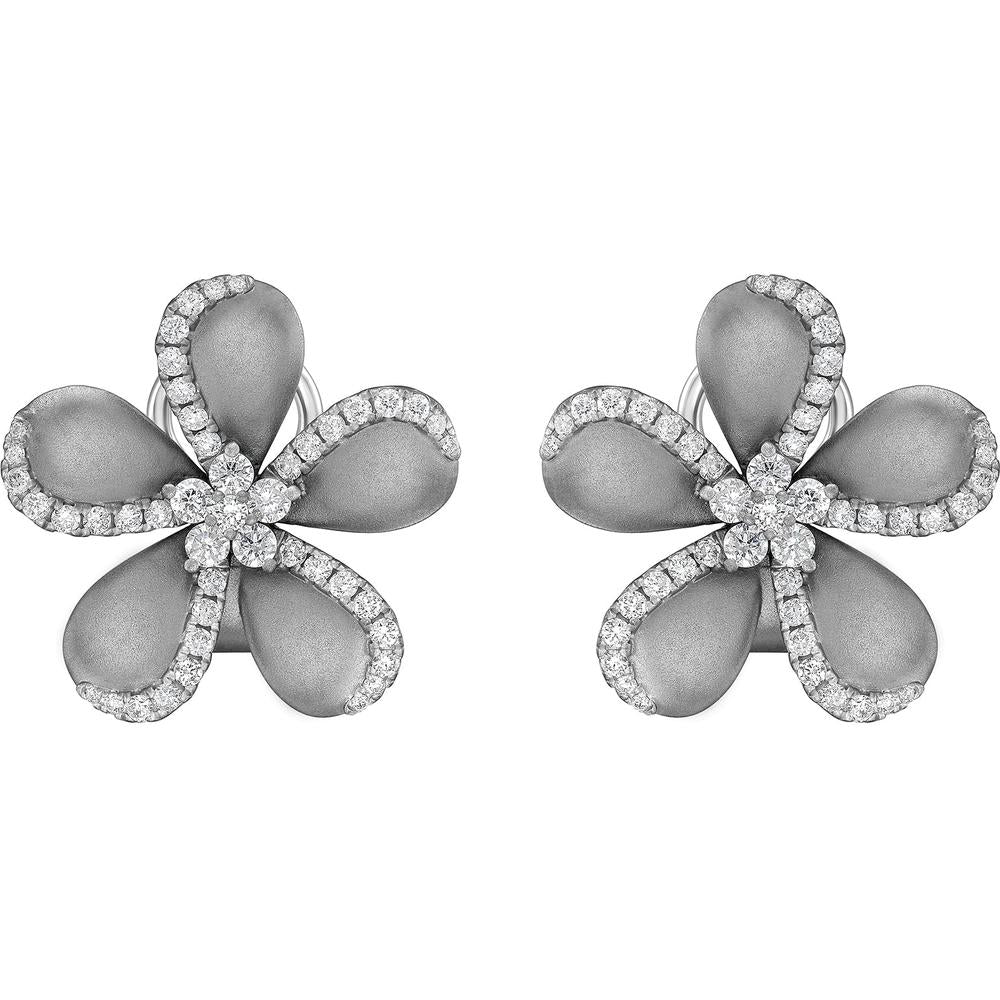 Ruchi New York - Blossom Floral Black Gold Diamond Studs in 18K White Gold