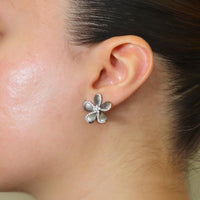 Ruchi New York - Blossom Floral Black Gold Diamond Studs in 18K White Gold