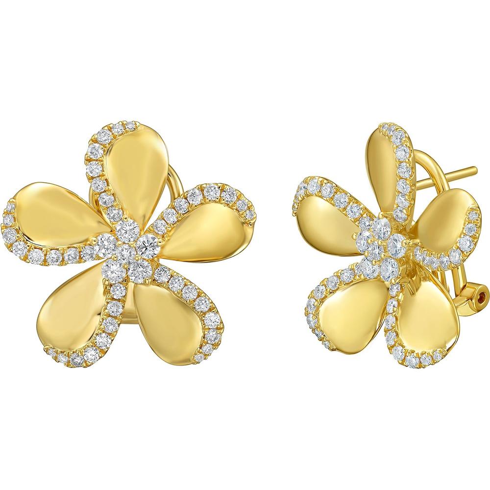 Ruchi New York - Blossom Floral Yellow Gold Diamond Studs in 18K Yellow Gold